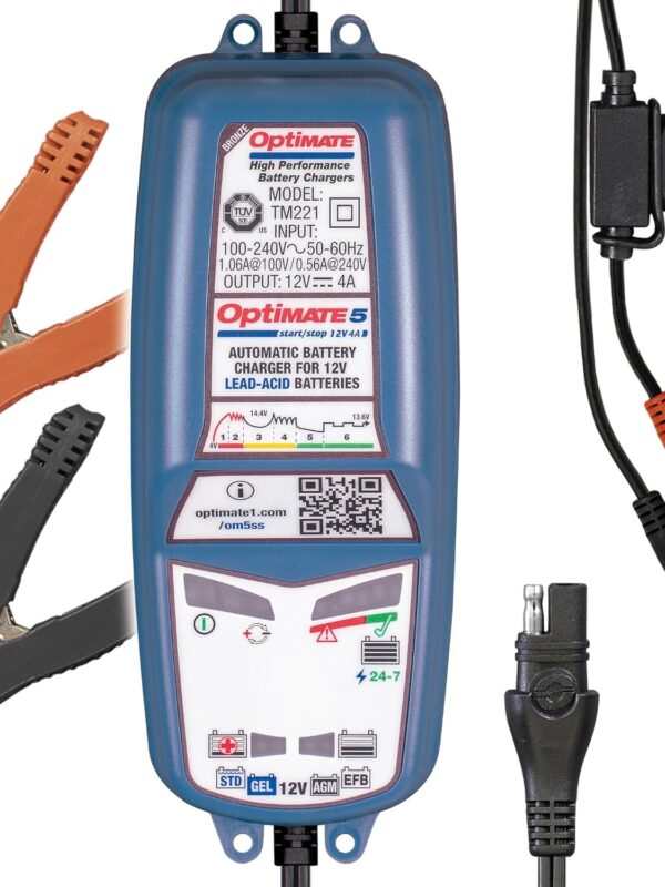 OptiMate 5 Start/Stop,12V 4A Automatic Battery Charger & Maintainer for Start/Stop, Hybrid Vehicles, AGM and Deep-Cycle Batteries